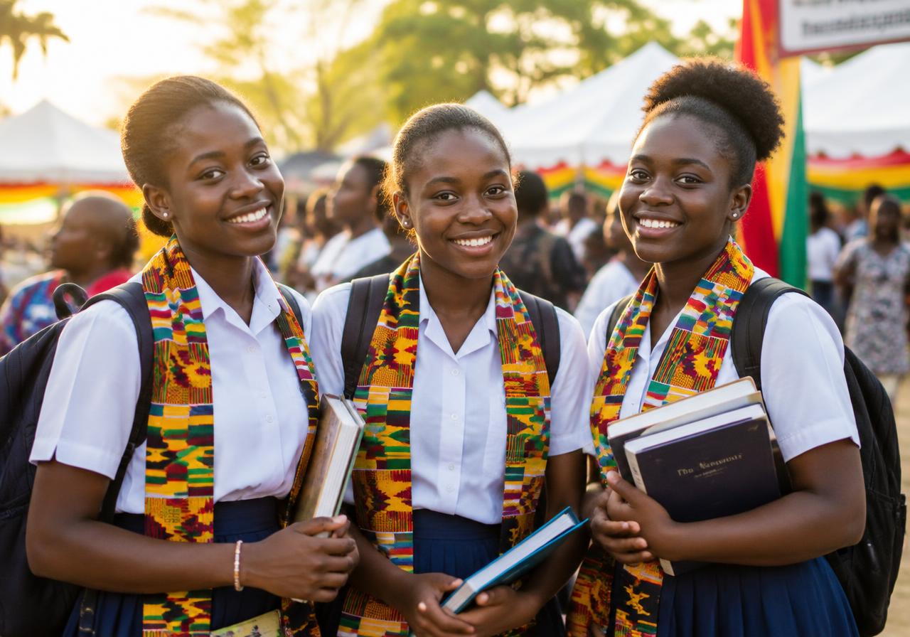 Ghanaian schoolgirls smiling